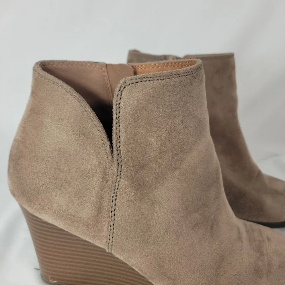 Soda Wedge Bootie Women 7 Tan Faux Suede Ankle Boots Fall Fairy Grunge Boho Chic